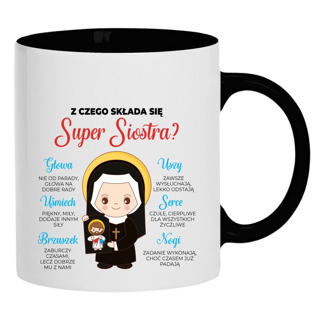 Super Siostra kubek ucho kolor kolor czarnyy