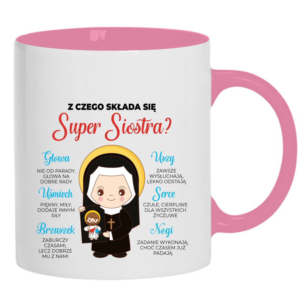 Super Siostra kubek ucho kolor kolor różowy