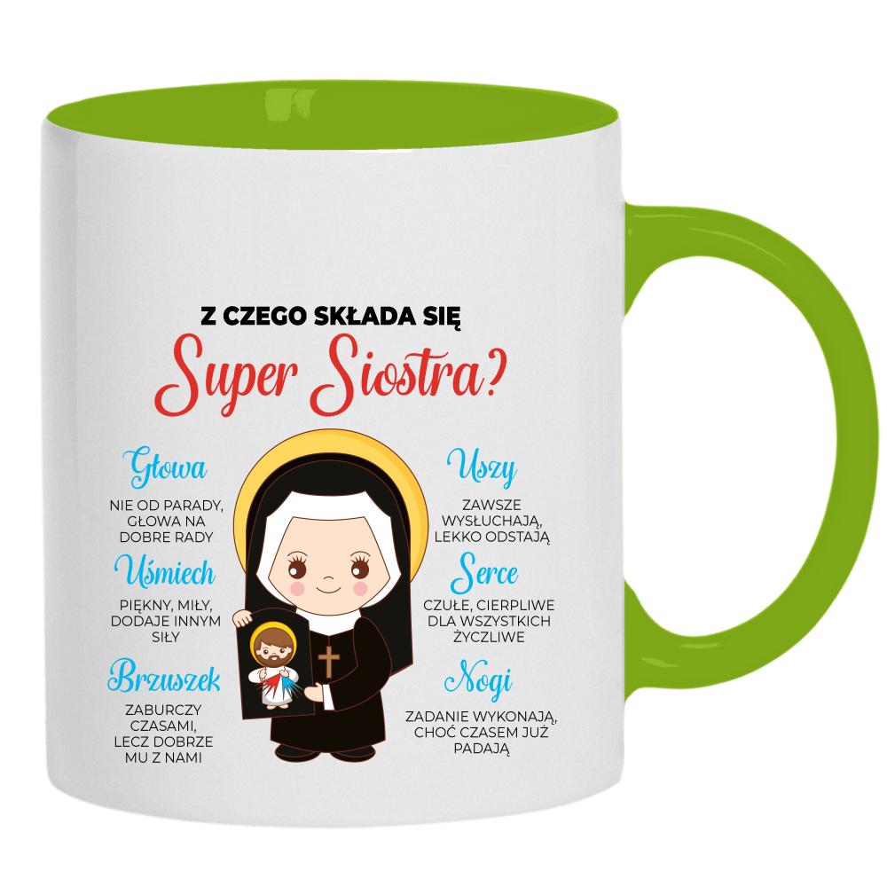 Super Siostra kubek ucho kolor kolor zielony