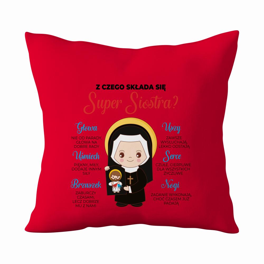 Super Siostra poduszka kolor czerwony