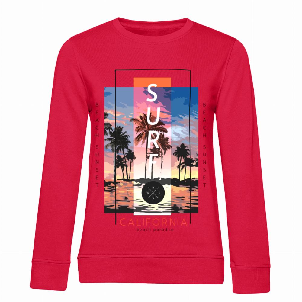 Surf bluza damska bez kaptura kolor czerwony