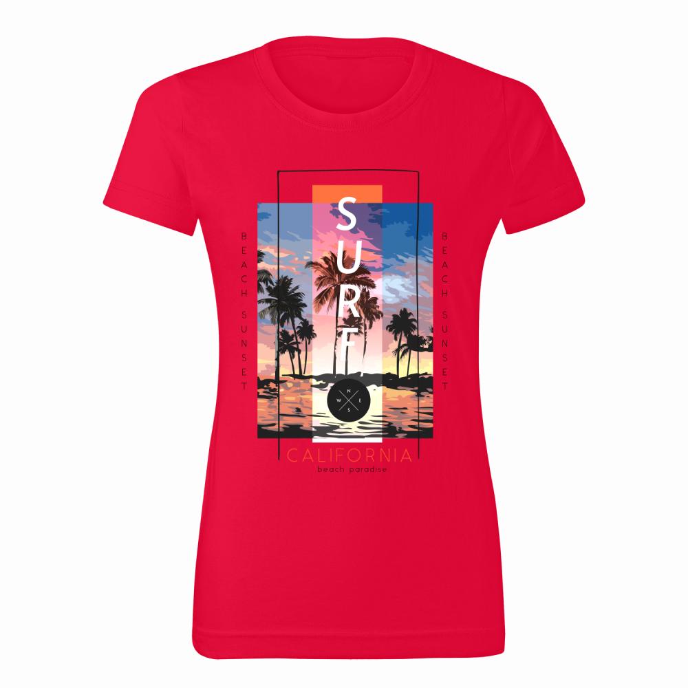 Surf koszulka damska kolor czerwony