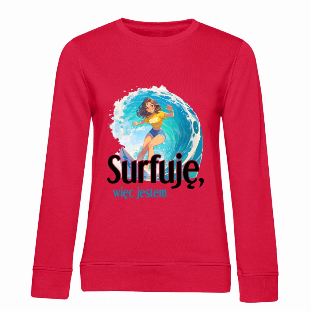 Surfuję, więc jestem bluza damska bez kaptura kolor czerwony