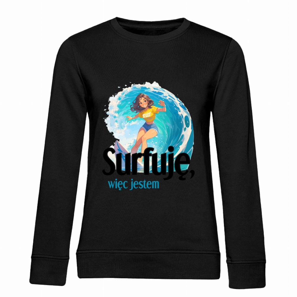 Surfuję, więc jestem bluza damska bez kaptura kolor różowy