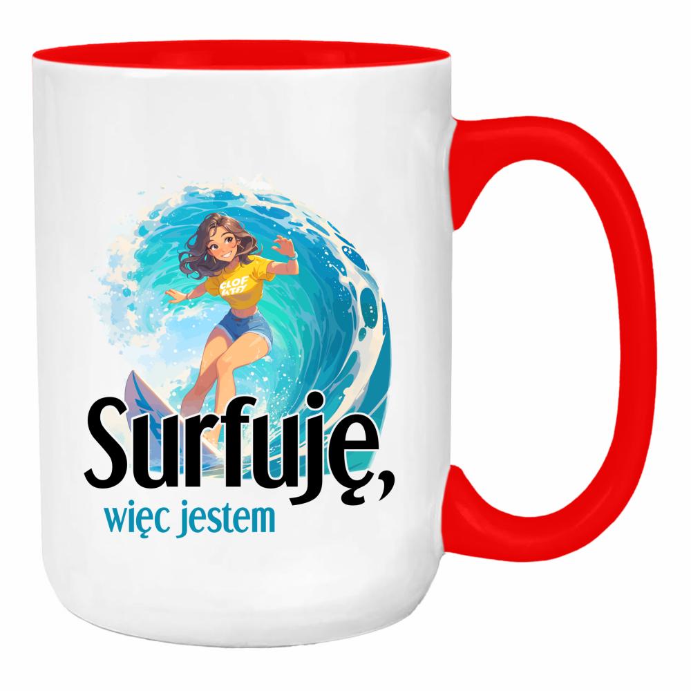 Surfuję, więc jestem duży kubek ucho kolor kolor red