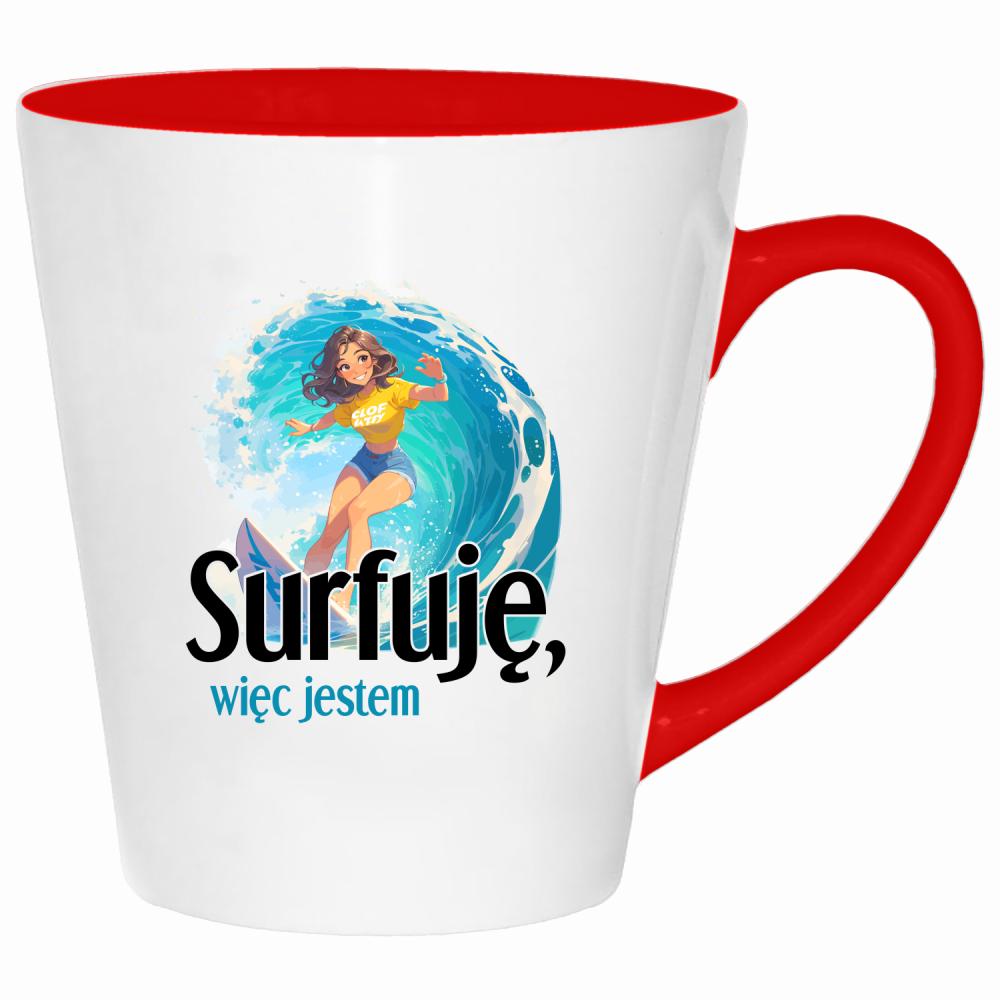 Surfuję, więc jestem kubek latte kolor czerwony latte