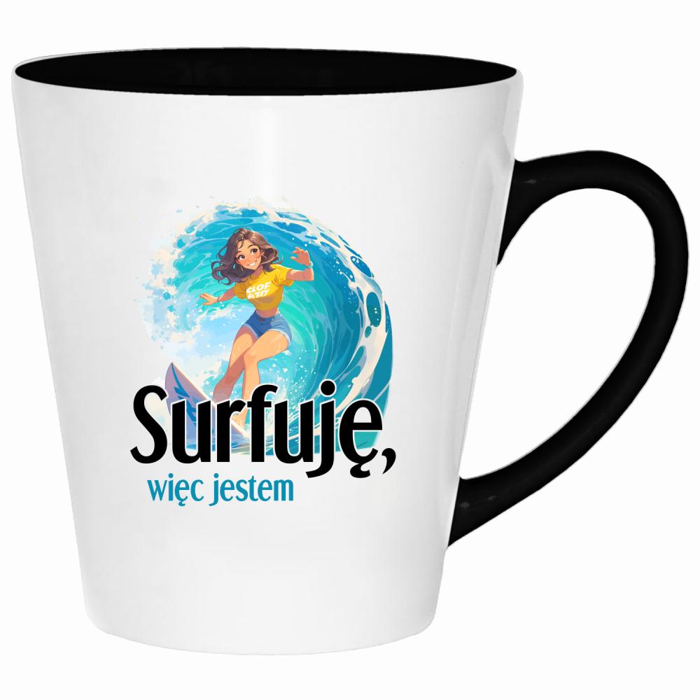 Surfuję, więc jestem kubek latte kolor jasnofioletowy