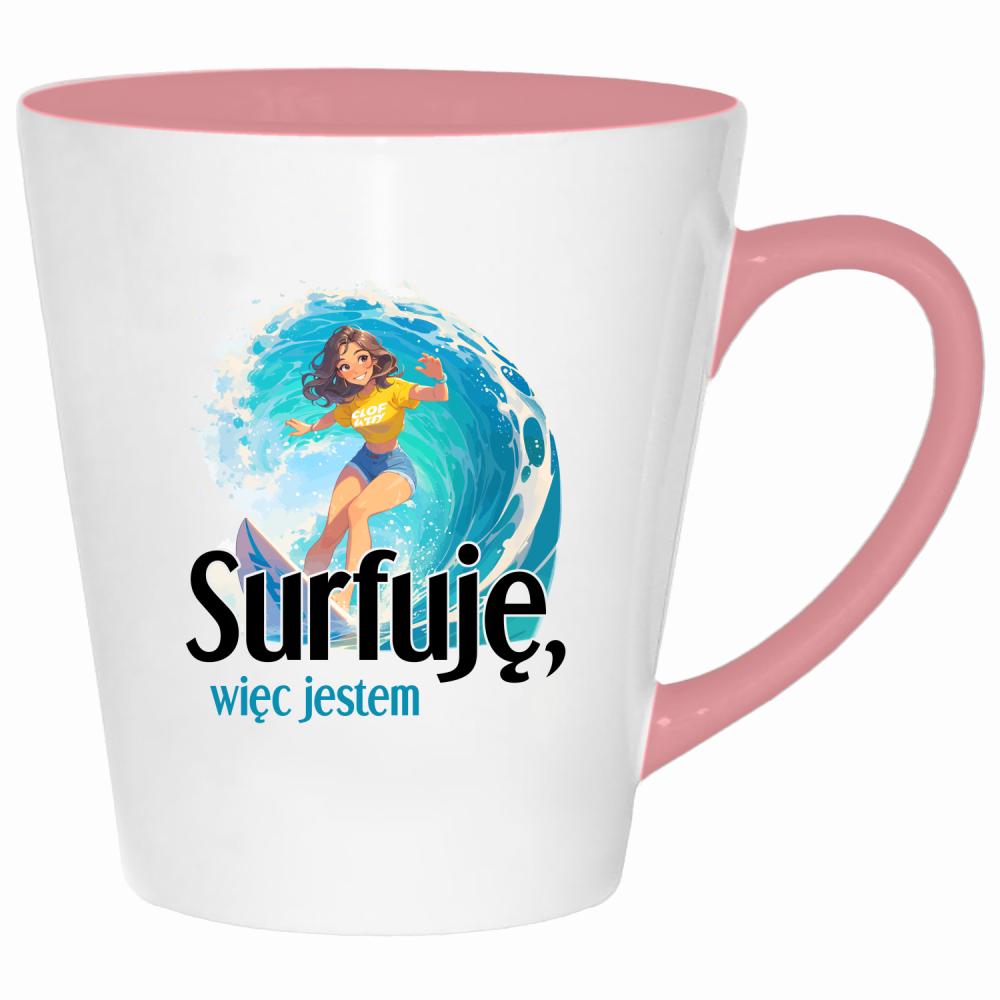Surfuję, więc jestem kubek latte kolor pink