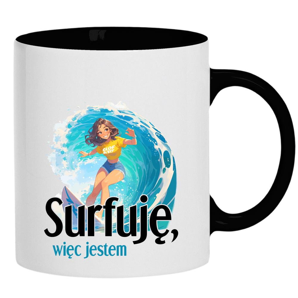 Surfuję, więc jestem kubek ucho kolor kolor czarnyy