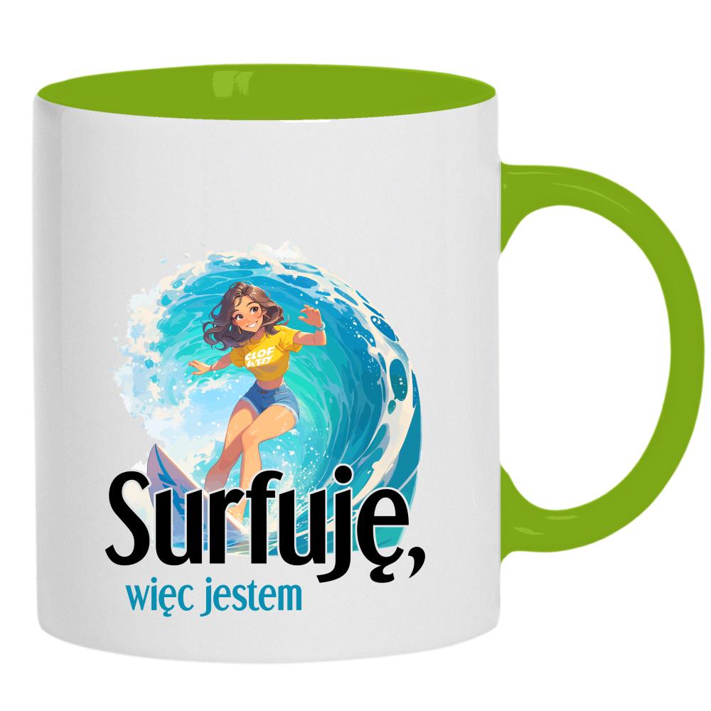Surfuję, więc jestem kubek ucho kolor kolor zielony