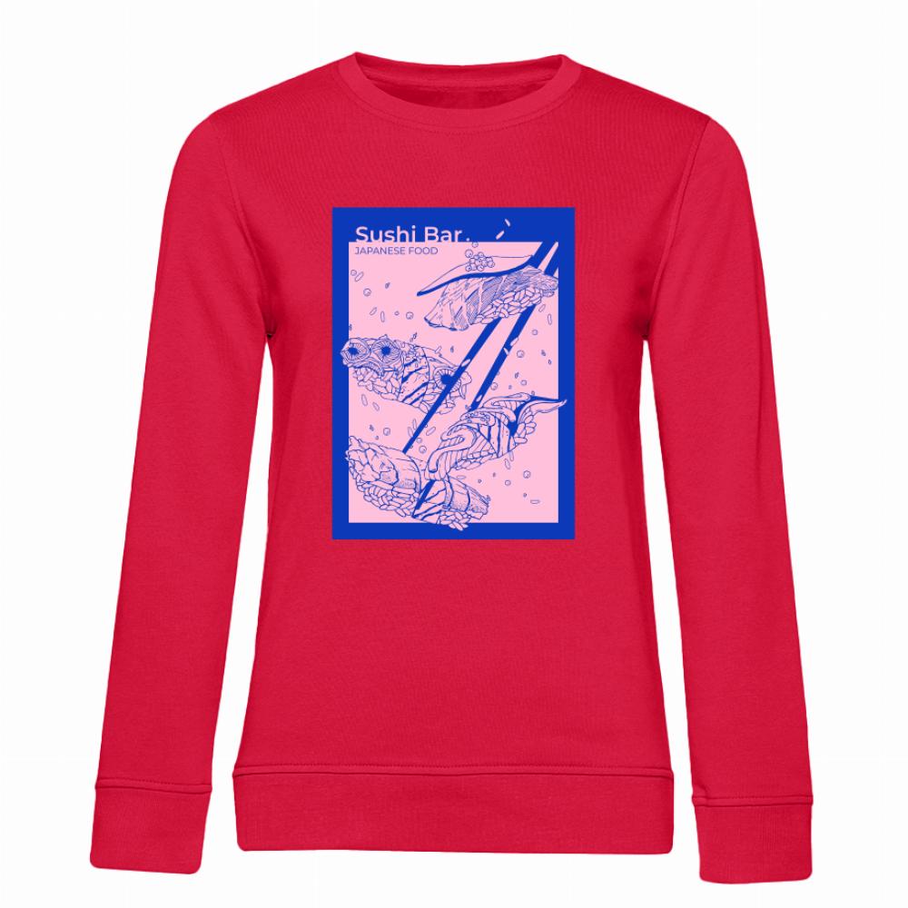 Sushi Bar bluza damska bez kaptura kolor czerwony