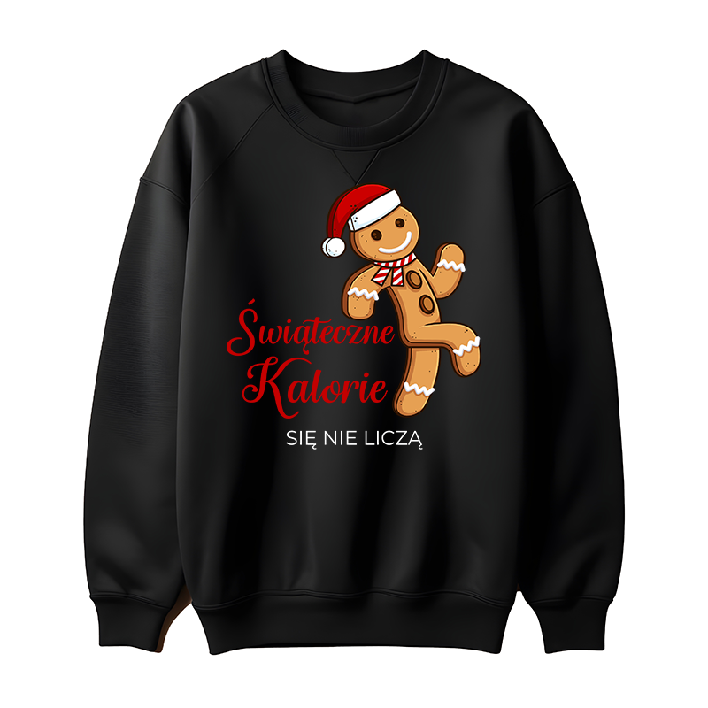 Świąteczne kalorie się nie liczą bluza damska bez kaptura kolor czarny