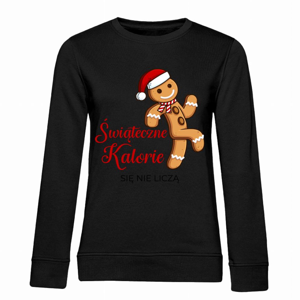 Świąteczne kalorie się nie liczą bluza damska bez kaptura kolor koszulka piaskowy