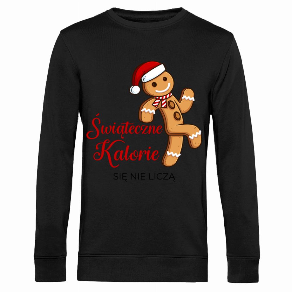 Świąteczne kalorie się nie liczą bluza męska bez kaptura kolor koszulka piaskowy