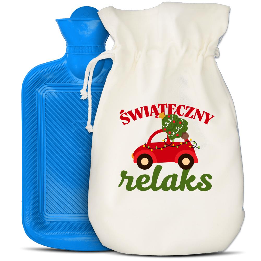 Świąteczny relaks termofor niebieski kolor czerwony
