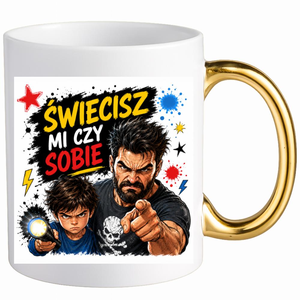 Świecisz mi czy sobie? kubek ucho złote kolor żółty