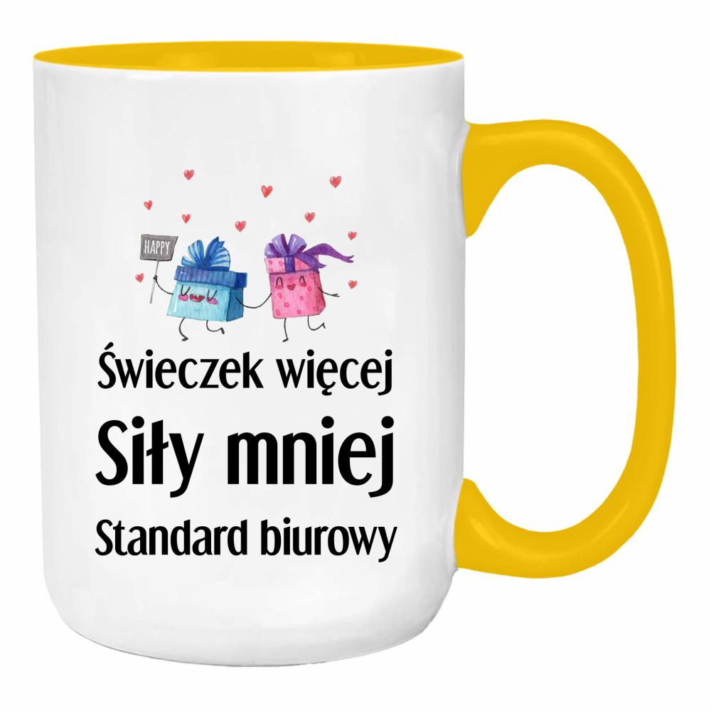 Świeczek więcej siły mniej duży kubek ucho kolor kolor żółty