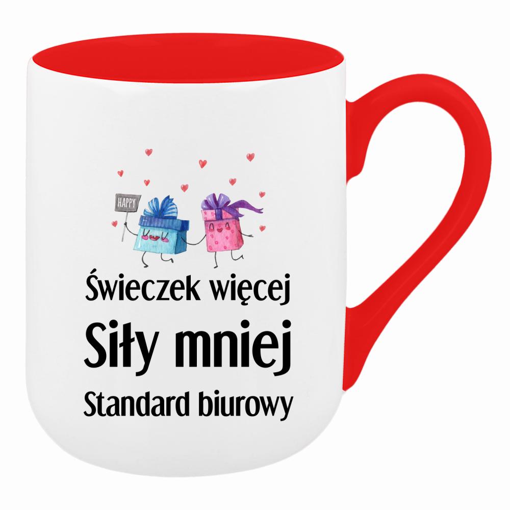Świeczek więcej siły mniej kubek coffee kolor czerwony latte