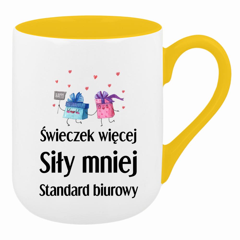 Świeczek więcej siły mniej kubek coffee kolor żółty