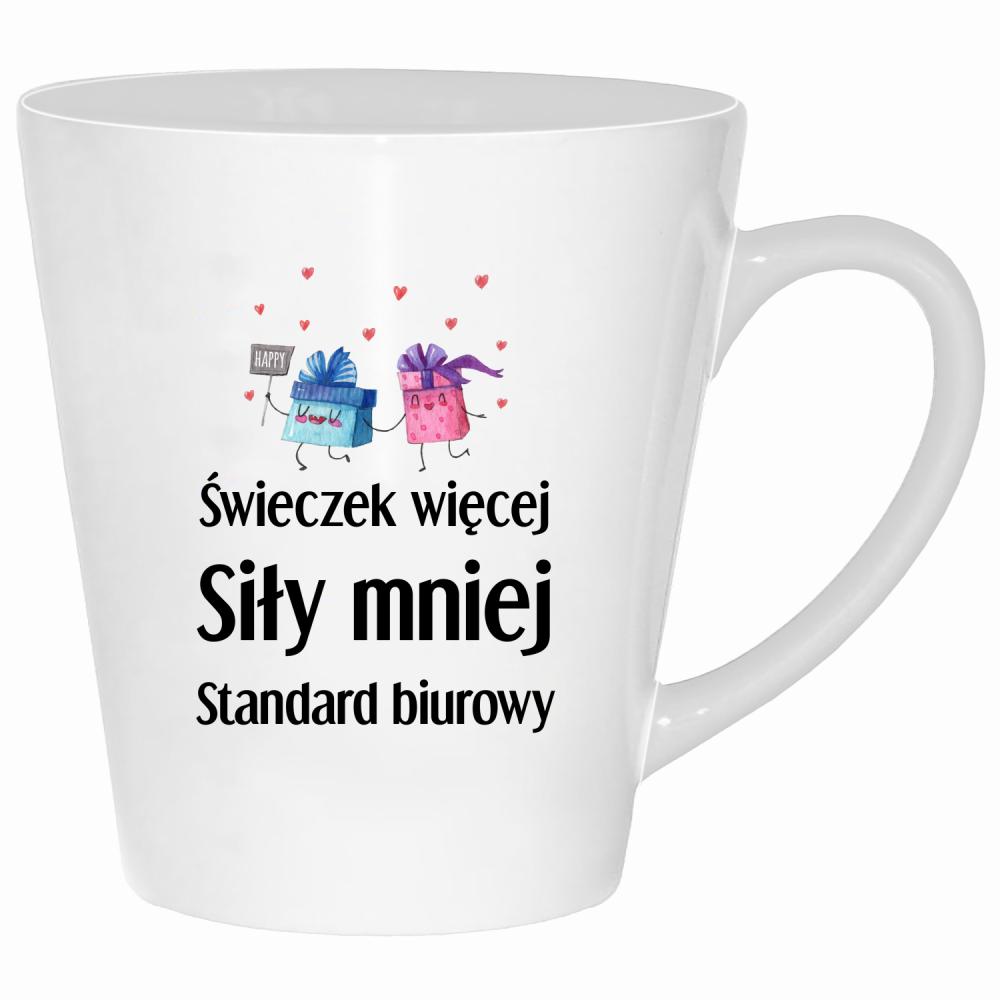 Świeczek więcej siły mniej kubek latte kolor biały