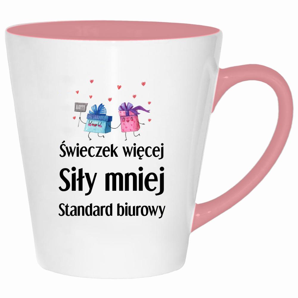 Świeczek więcej siły mniej kubek latte kolor pink