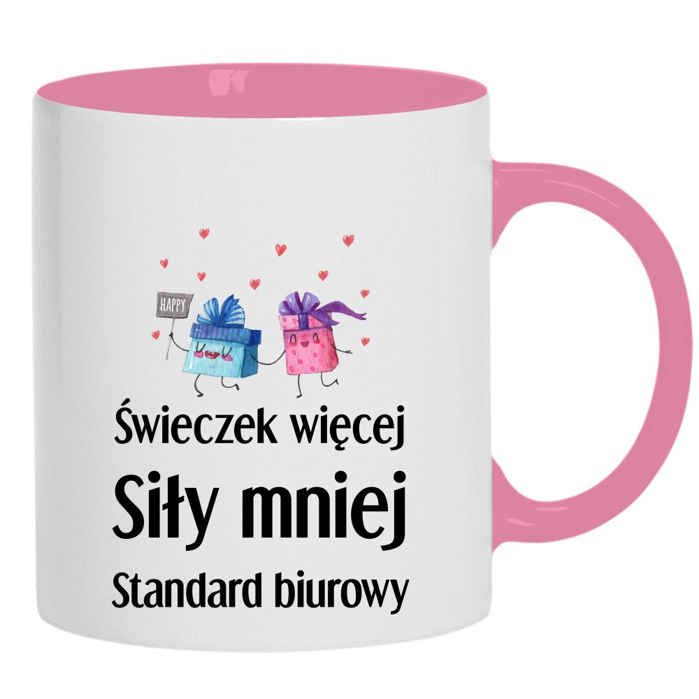 Świeczek więcej siły mniej kubek ucho kolor kolor różowy