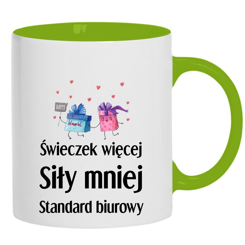 Świeczek więcej siły mniej kubek ucho kolor kolor zielony