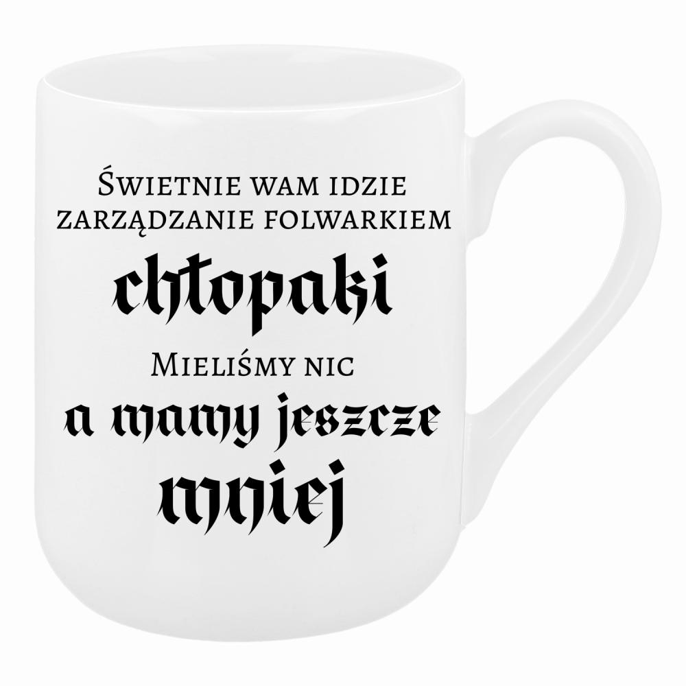 Świetnie wam idzie zarządzanie folwarkiem kubek coffee kolor biały