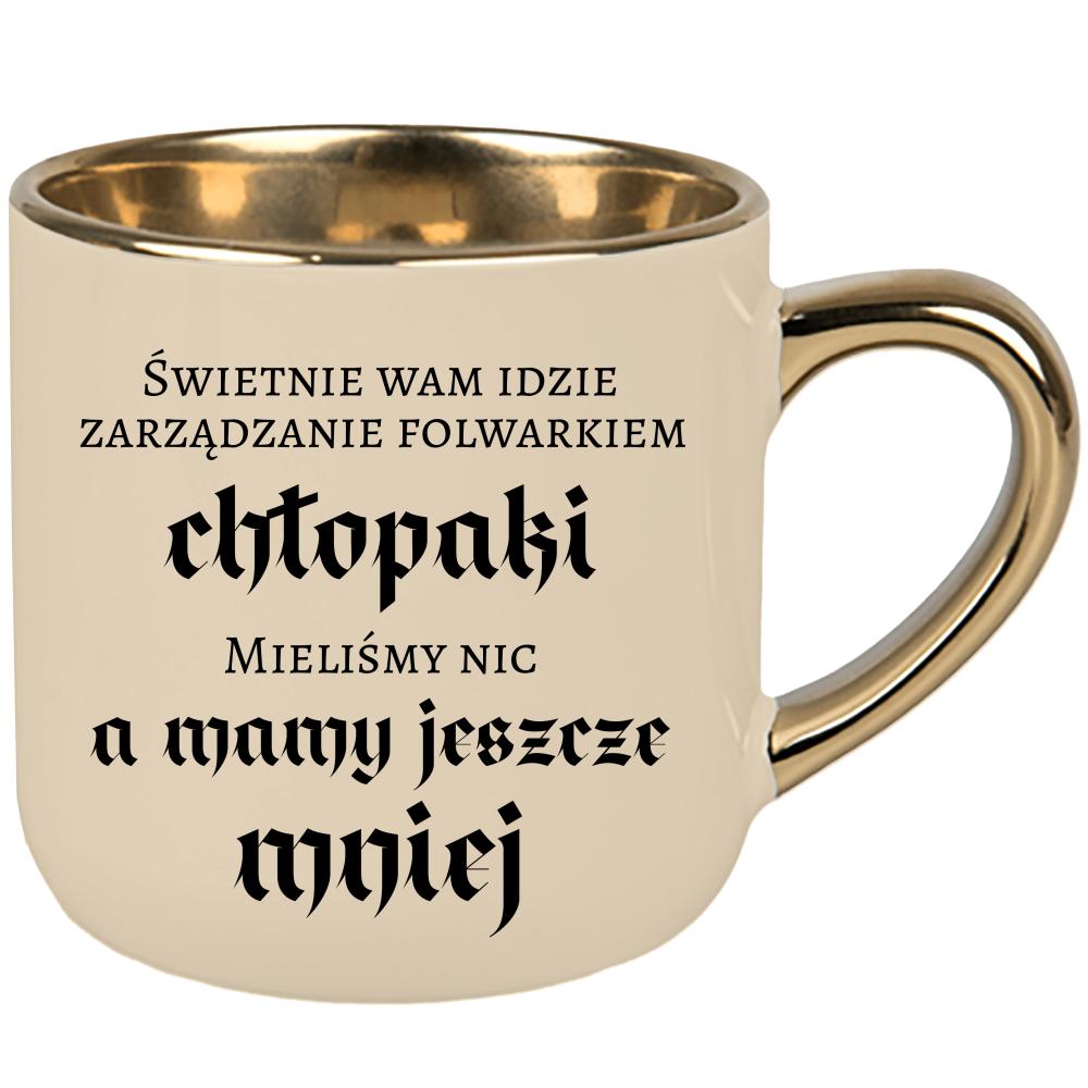 Świetnie wam idzie zarządzanie folwarkiem kubek elegant duży kolor kremowy