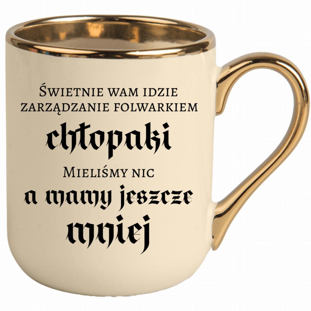 Świetnie wam idzie zarządzanie folwarkiem kubek elegant kremowy kolor niebieski