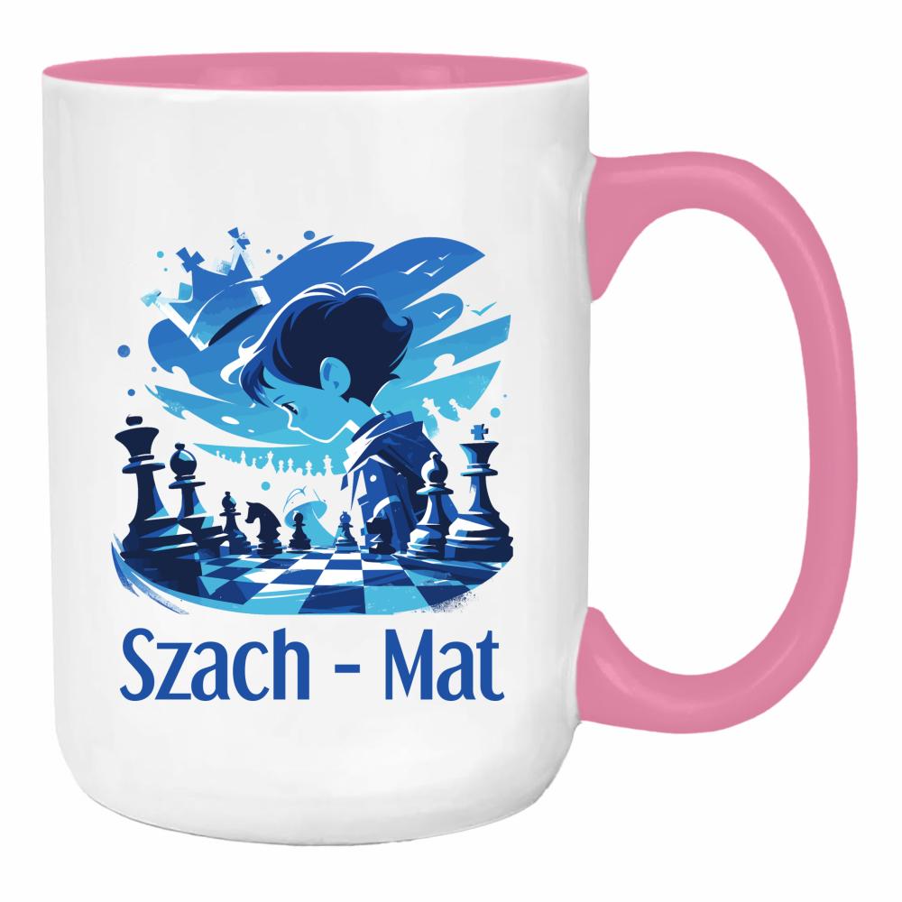 Szach – mat duży kubek ucho kolor kolor różowy
