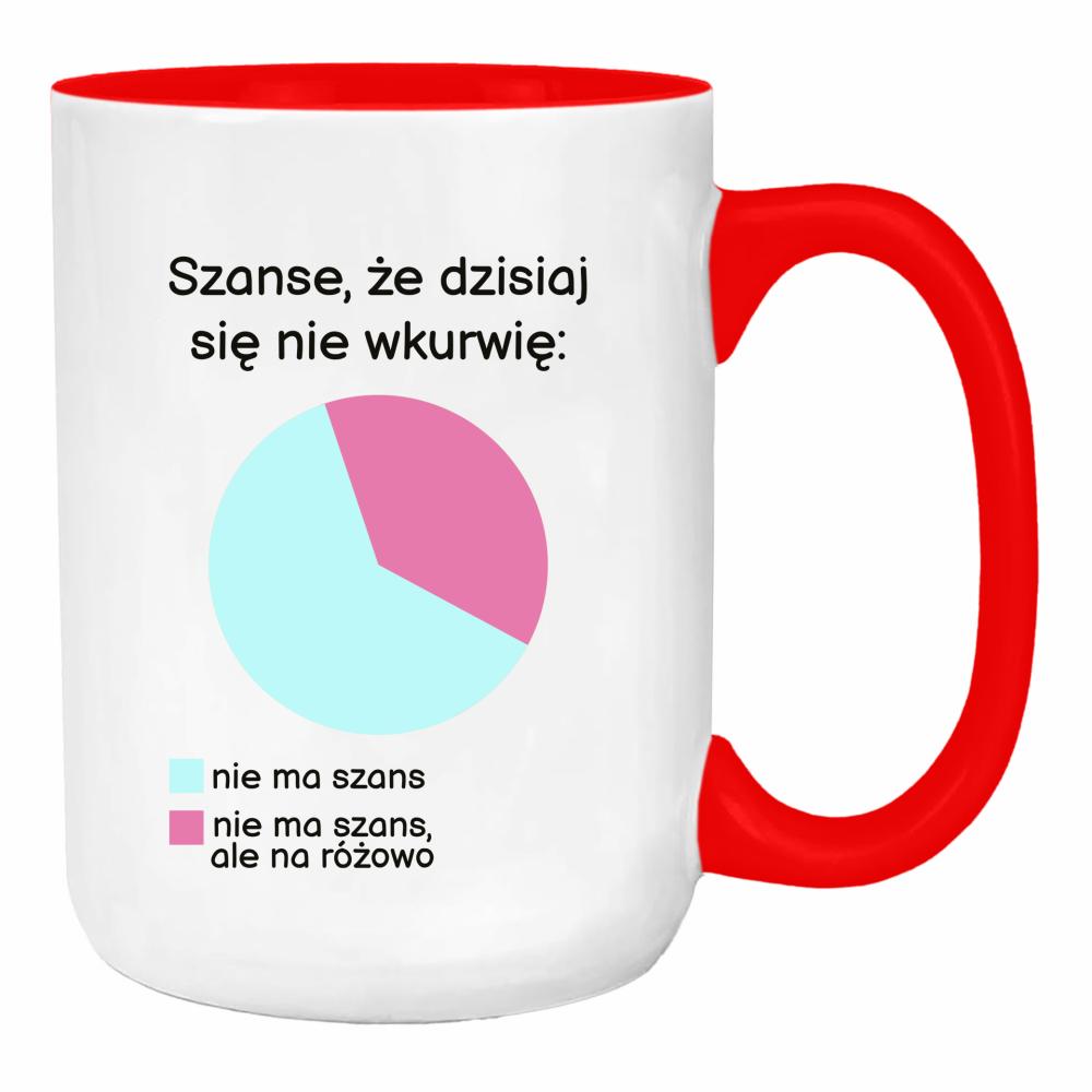 Szanse, że dzisiaj się nie wkurzę duży kubek ucho kolor kolor red