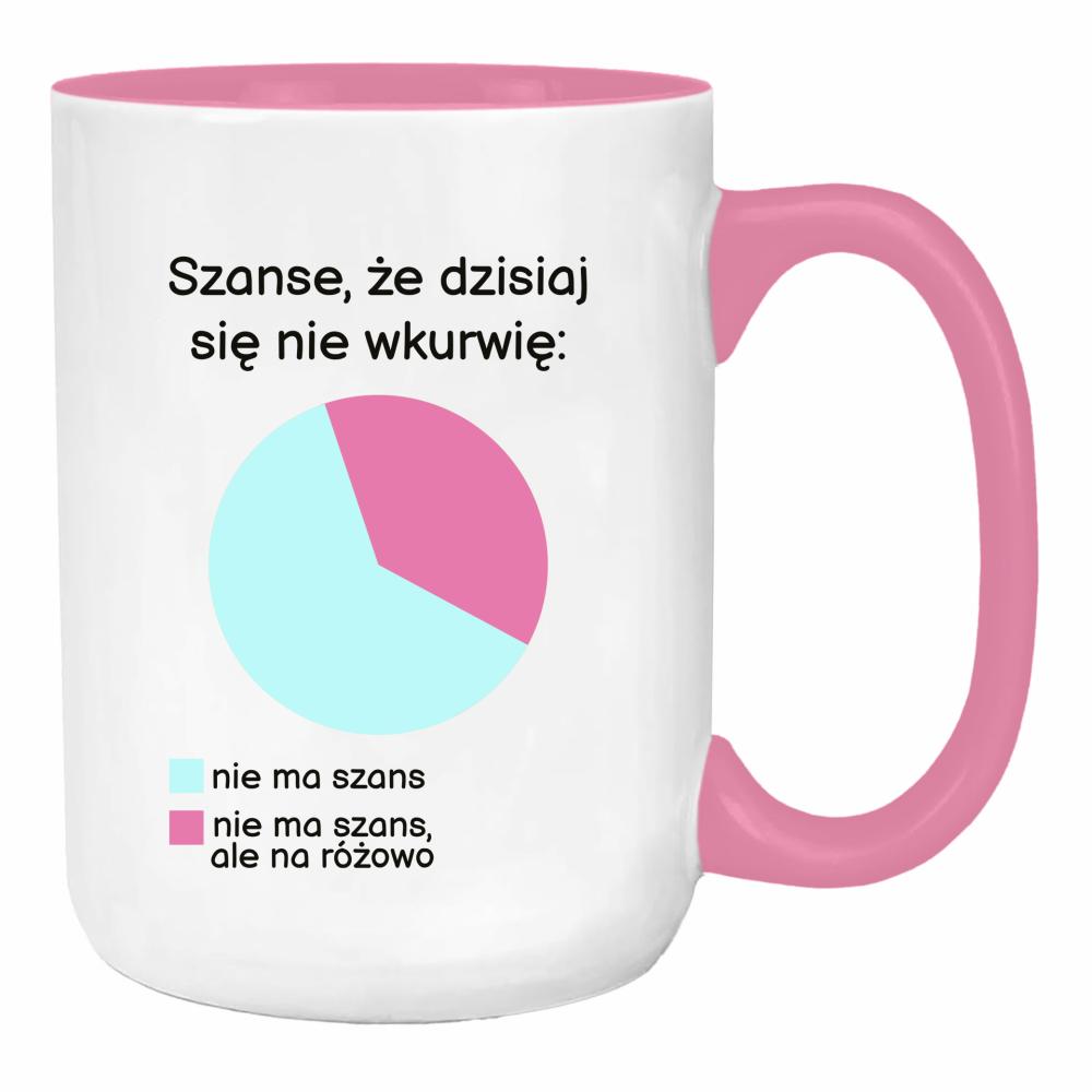 Szanse, że dzisiaj się nie wkurzę duży kubek ucho kolor kolor różowy