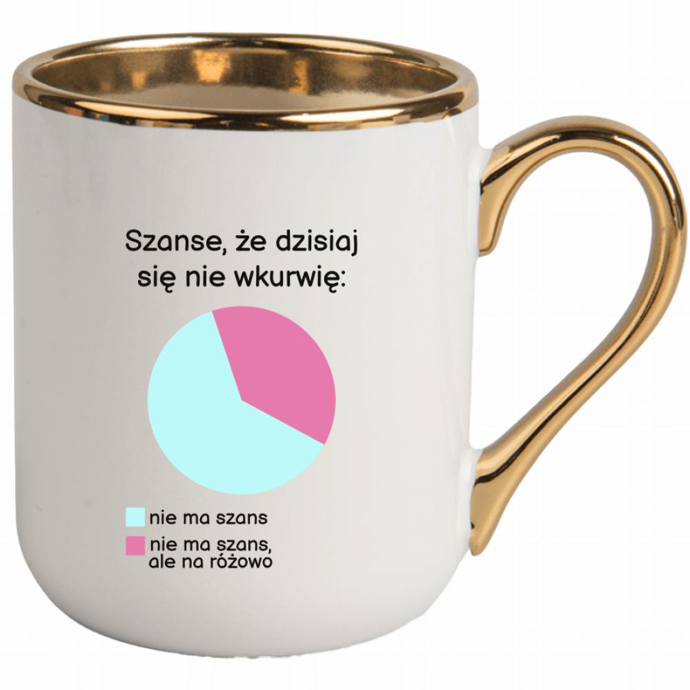 Szanse, że dzisiaj się nie wkurzę kubek elegant biały kolor czarnyy