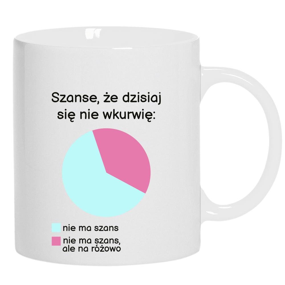 Szanse, że dzisiaj się nie wkurzę kubek ucho kolor kolor biały