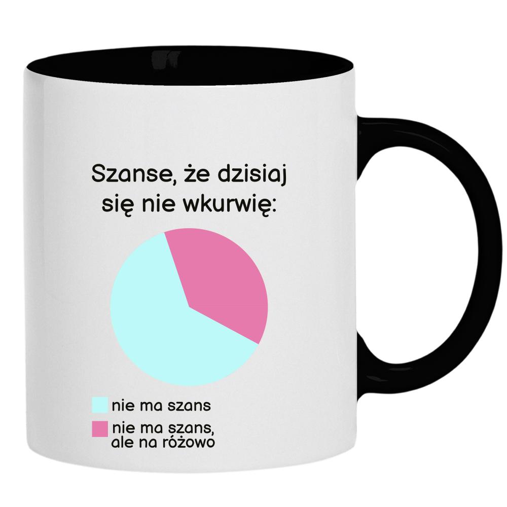 Szanse, że dzisiaj się nie wkurzę kubek ucho kolor kolor czarnyy