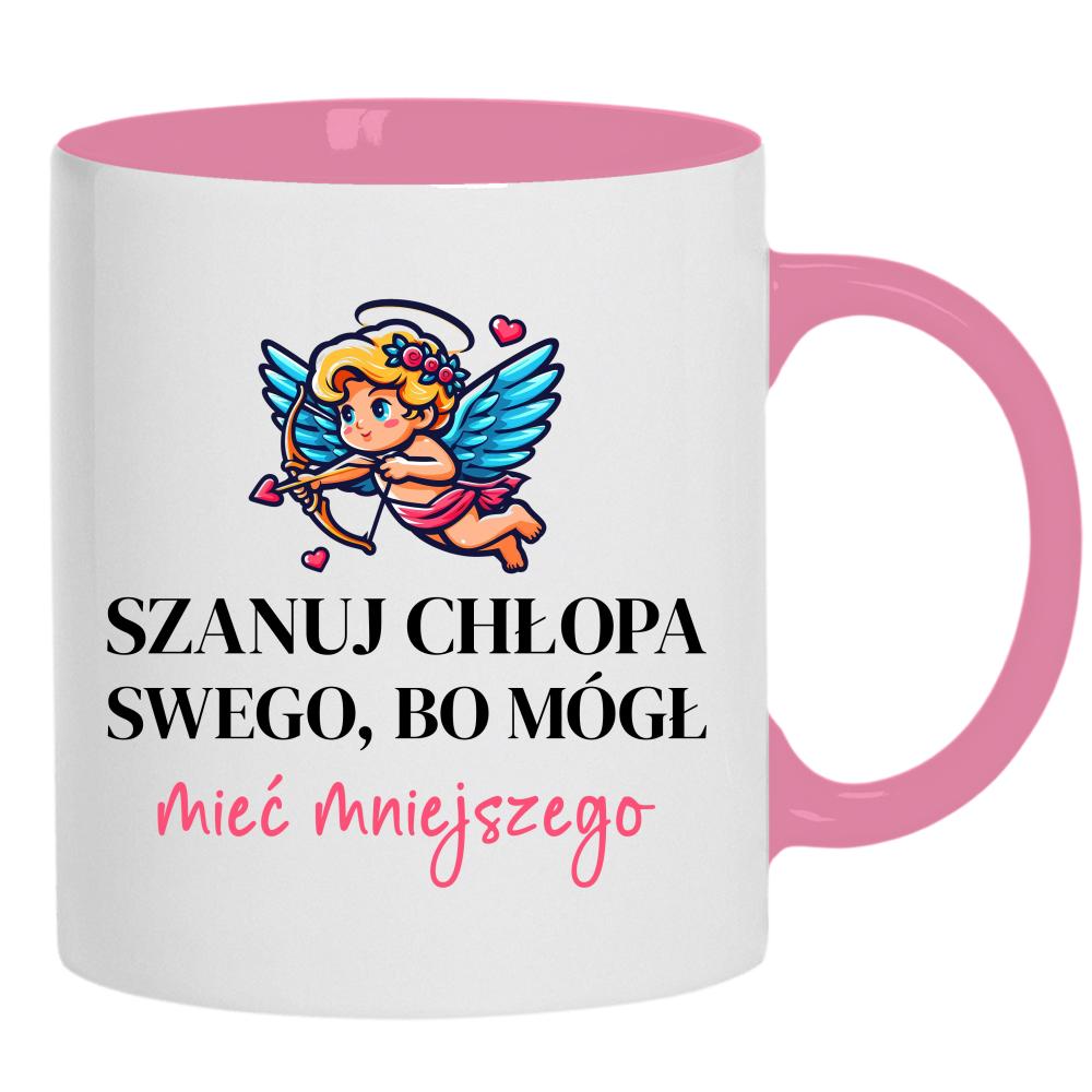 Szanuj chłopa swego kubek ucho kolor kolor różowy