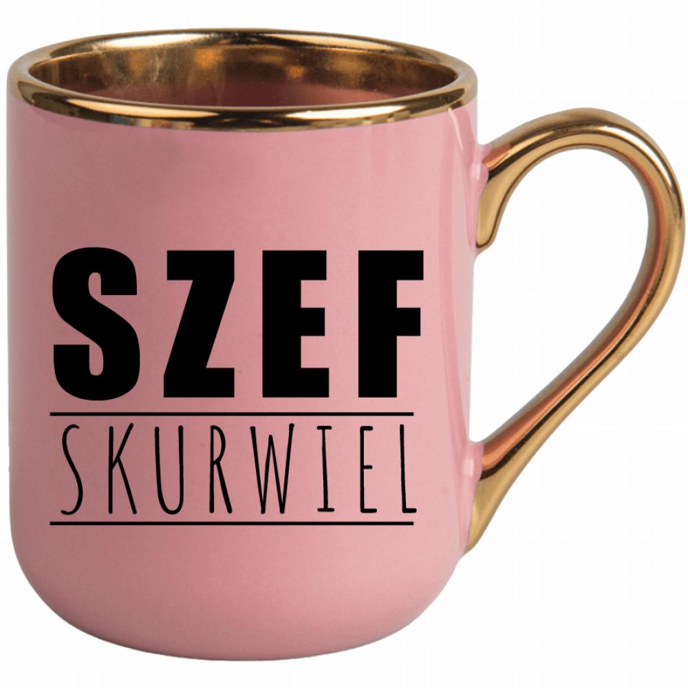 Szef skurwiel kubek elegant różowy kolor niebieski