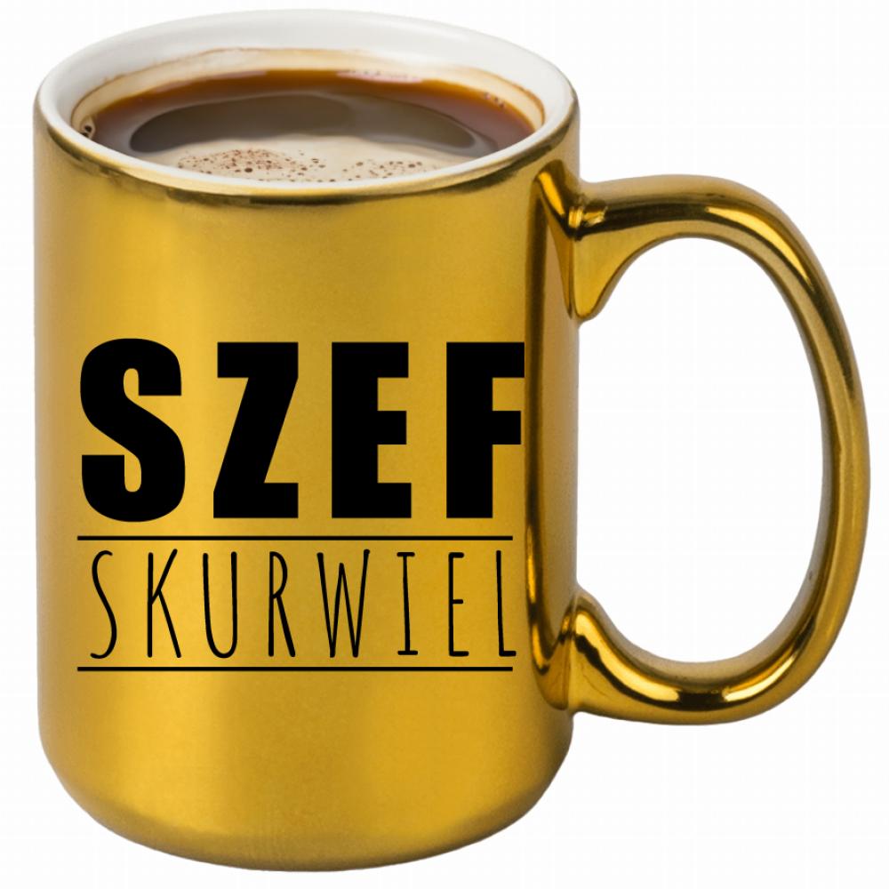 Szef skurwiel kubek złoty kolor jasny róż