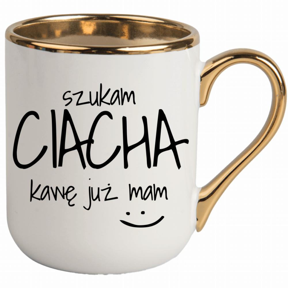 Szukam CIACHA, kawę już mam kubek elegant biały kolor niebieski