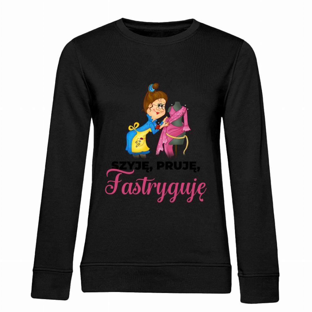 Szyję Pruję Fastryguję bluza damska bez kaptura kolor czarnyy