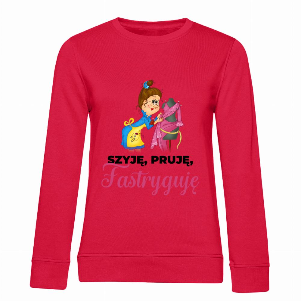 Szyję Pruję Fastryguję bluza damska bez kaptura kolor czerwony