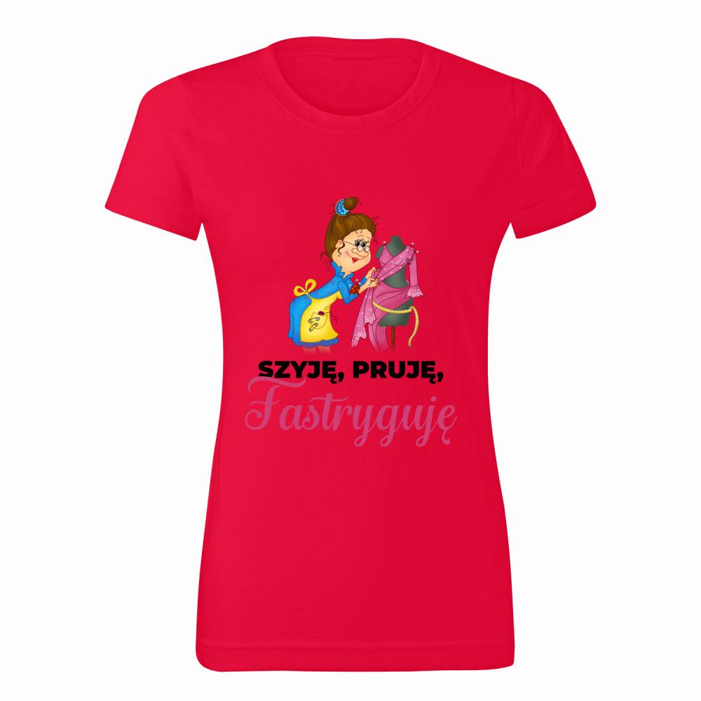 Szyję Pruję Fastryguję koszulka damska kolor czerwony