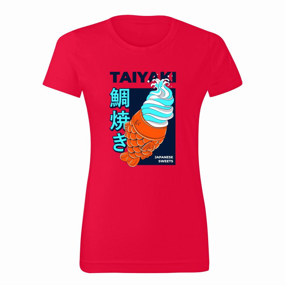 Taiyaki koszulka damska kolor czerwony