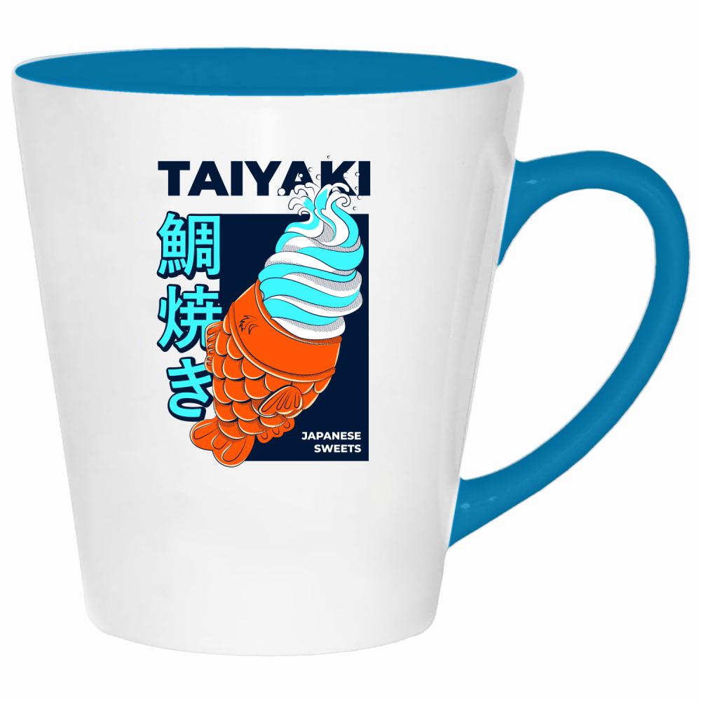 Taiyaki kubek latte kolor turkus