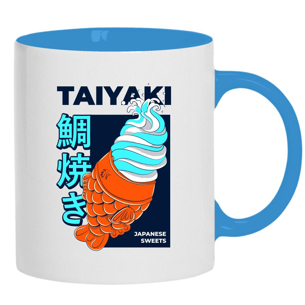 Taiyaki kubek ucho kolor kolor jasnoniebieski