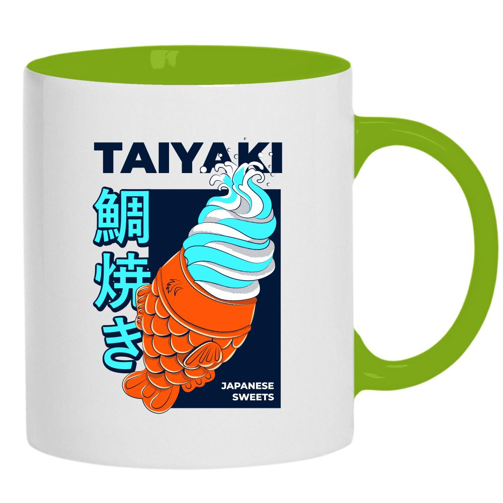 Taiyaki kubek ucho kolor kolor zielony
