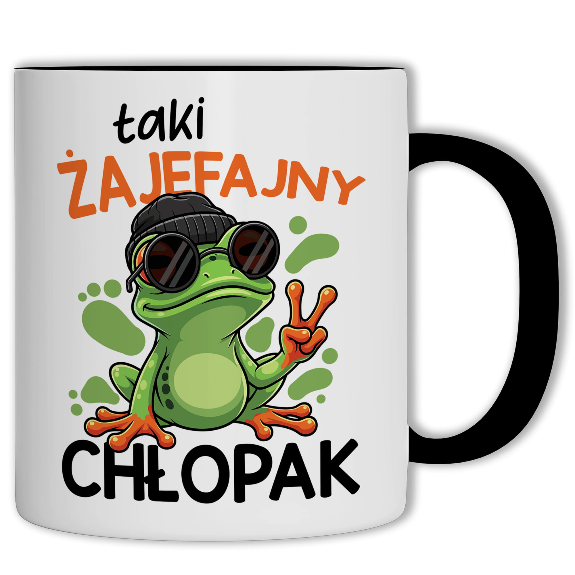 Taki żajefajny Chłopak kubek ucho kolor kolor czarnyy