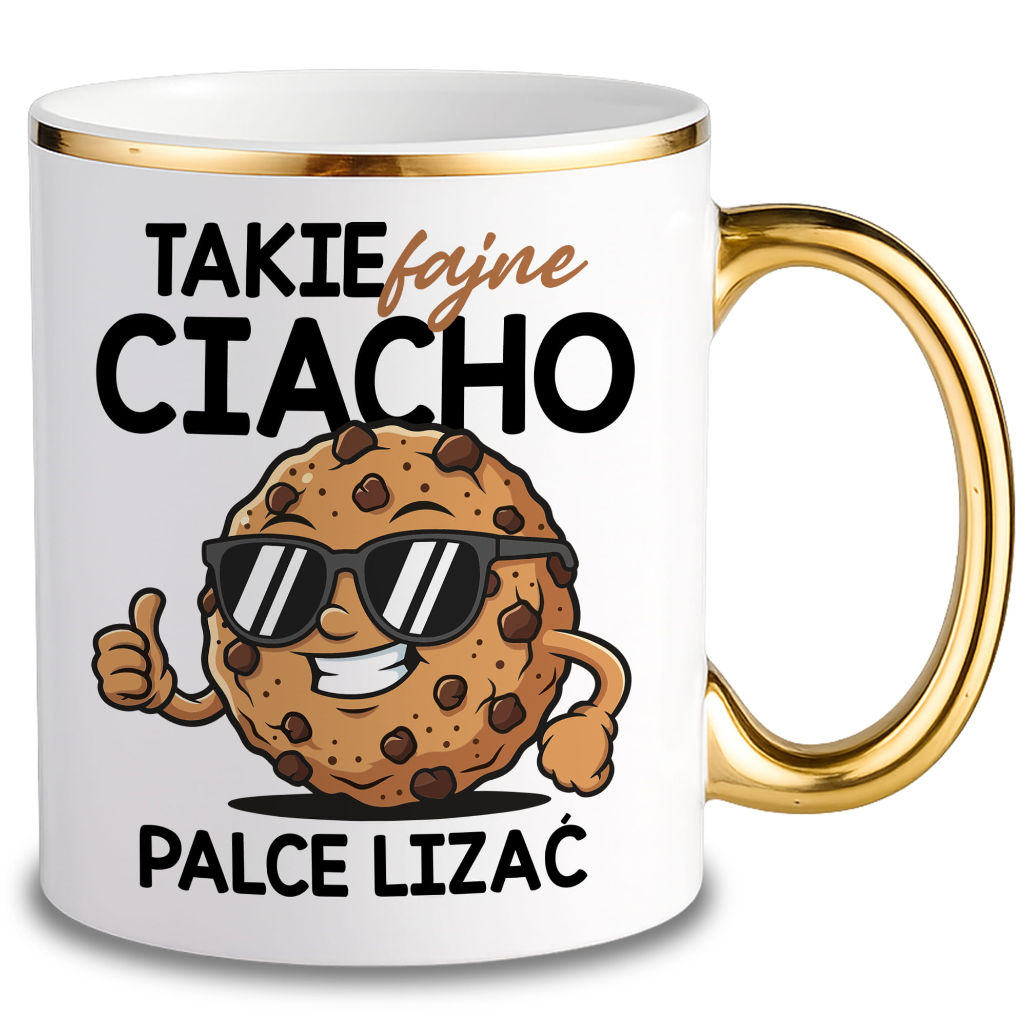 Takie fajne ciacho! Palce lizać kubek xxl złoty rant i ucho