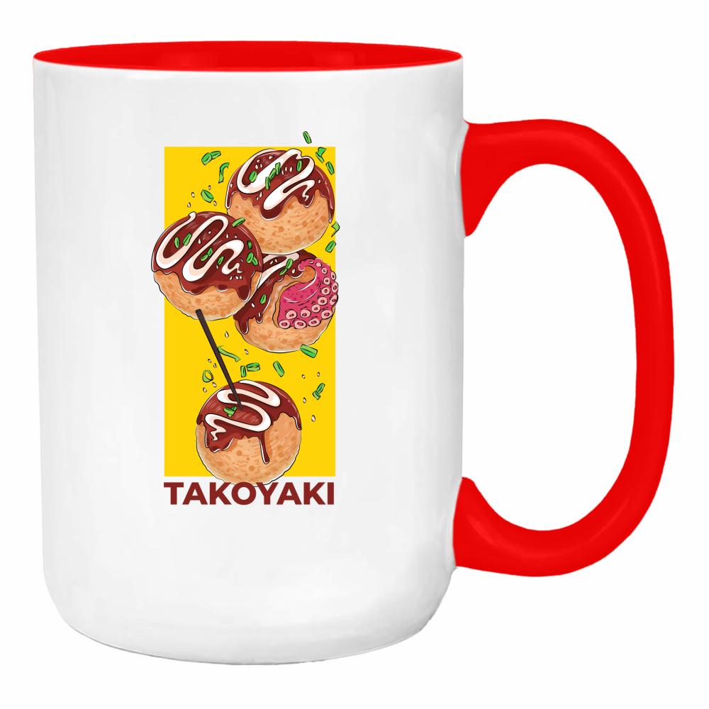 Takoyaki duży kubek ucho kolor kolor red